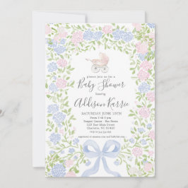 Convites Grandmillennial baby carriage shower invitation