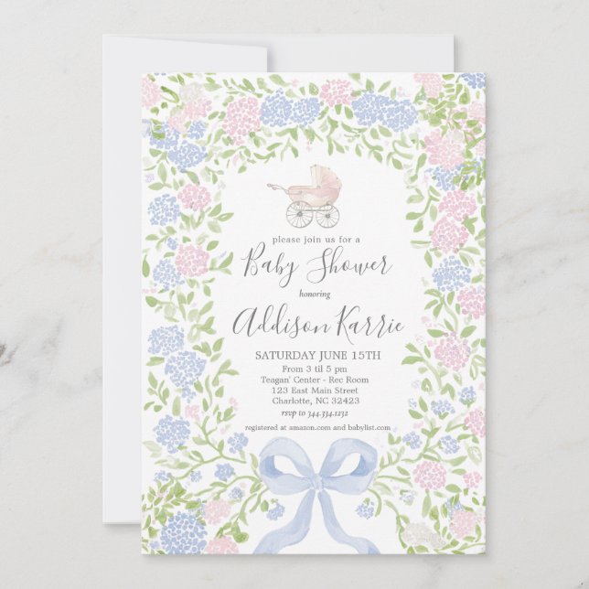 Convites Grandmillennial baby carriage shower invitation (Frente)