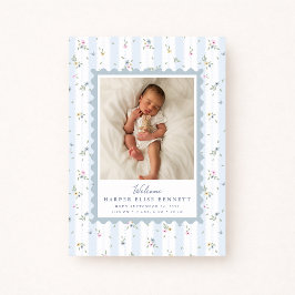 Convites Grandmillennial Blue Birth Announcement Photo Card