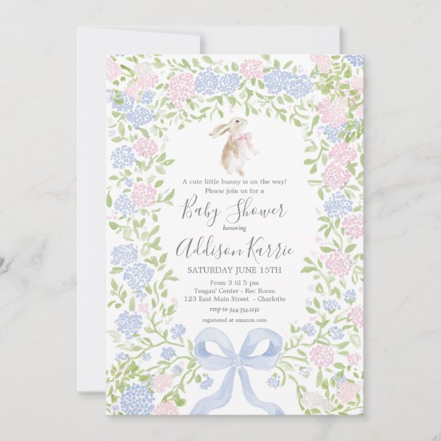 Convites Grandmillennial Bunny Rabbit baby shower invite (Frente)