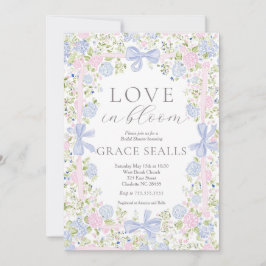 Convites Grandmillennial Pink and Blue bridal shower invite