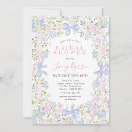 Convites Grandmillennial Pink and Blue bridal shower invite