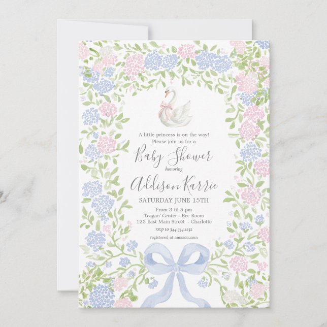 Convites Grandmillennial Swan baby shower invite (Frente)