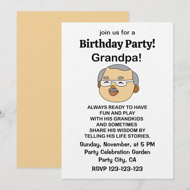 Convites Grandpa Grandfather Quote Birthday (Frente/Verso)