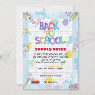 Convites Graph Paper Back to School Supply Drive Fundraise