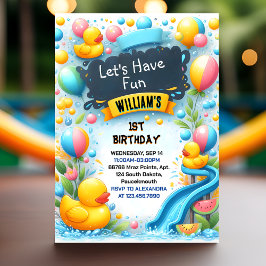 Convites Graph Splash Bubbles Summer Duam primeiro aniversa