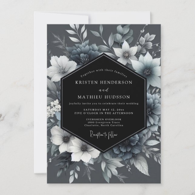 Convites Graphite Ethereal Bloom Wedding (Frente)