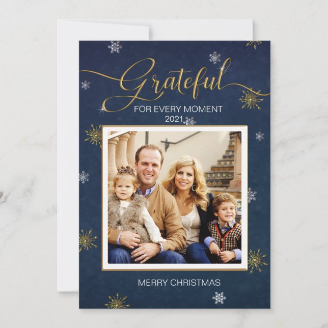 Convites Grateful Photo Christmas Card (Frente)