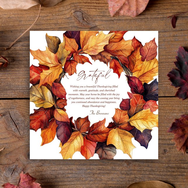 Convites Grateful Rustic Fall Wreath Ação de Graças (Grateful Rustic Fall Wreath Thanksgiving Invitation)