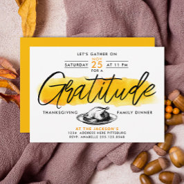 Convites Gratidão Turquia Janta de Ação de Graças Aquarela