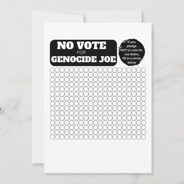 Convites GRATUITA PALESTINA - Sem Voto para o Genocídio Joe (Frente)