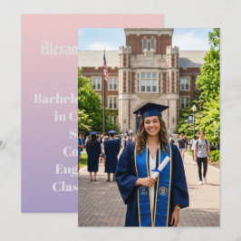 Convites Grau de Foto Sênior com Ênfase Ombre