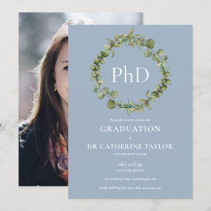 Convites Grau de PhD Blue Garland Foto Formatura