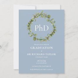 Convites Grau de PhD Dusty Blue Garland Graduação