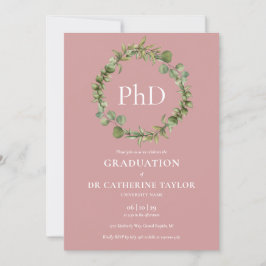 Convites Grau de PhD Dusty Rose Garland Graduação