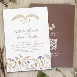 Convites Graus de casamento outono de aquarela de flor selv
