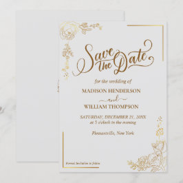 Convites Gravando Ouro Floral Casamento Salve A Data