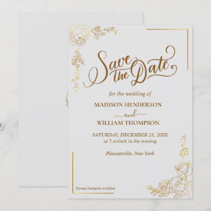 Convites Gravando Ouro Floral Casamento Salve A Data