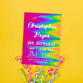 Convites Gravata Tie Dye Arco-Íris Vibrante Personalizável 