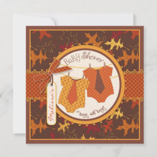 Convites Gravatas de outono e Chá de fraldas de Boias Gêm