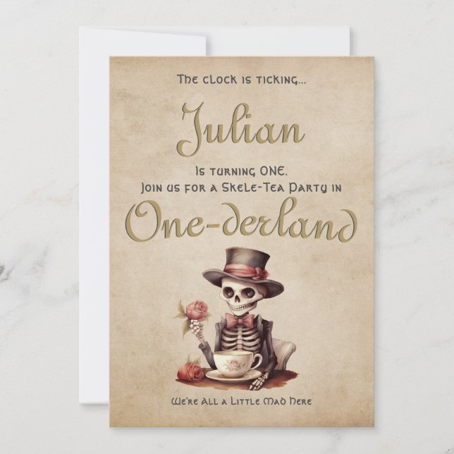 Convites Grave Erro Gótico Esqueleto Halloween Bebday (Frente)