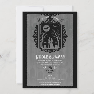 Convites Graveyard Vows Black & Cinza Gothic Weding