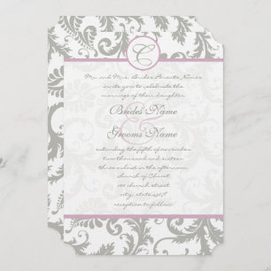 Convites Gray Damask Sweet Lilac Wedding Invitations