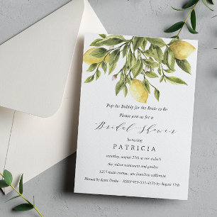 Convites Gray Lemons and Foliage Wedding Bridal Shower
