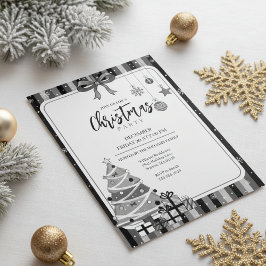 Convites Grayscale Modern Christmas Tree Invitation