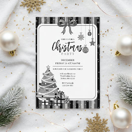 Convites Grayscale Modern Christmas Tree Invitation