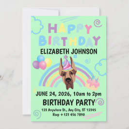 Convites Great Dane Birthday Party Invitation Green