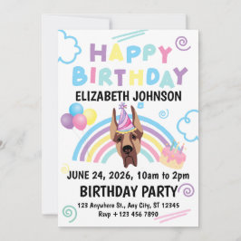 Convites Great Dane Birthday Party Invitation White