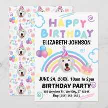 Great Pyrenees Birthday Invitation