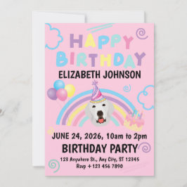Convites Great Pyrenees Birthday Invitation Pink
