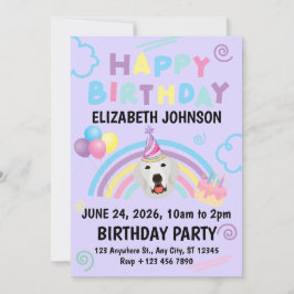 Convites Great Pyrenees Birthday Invitation Purple