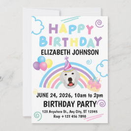 Convites Great Pyrenees Birthday Invitation White