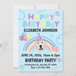 Convites Great Pyrenees Birthday Party Invitation Blue