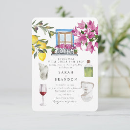 Convites Grécia de Watercolor azulejo Azul de Casamento