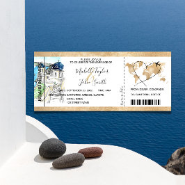Convites Grécia Santorini de Casamento de Destino