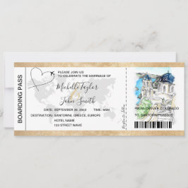 Convites Grécia Santorini de Casamento de Destino
