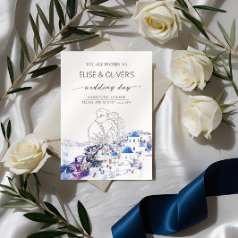 Convites Grécia Santorini Destino de Casamento Verão