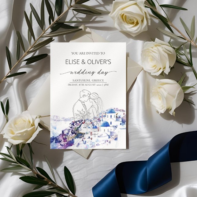 Convites Grécia Santorini Destino de Casamento Verão (Criador carregado)