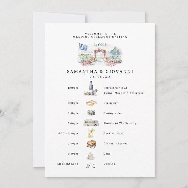 Convites Grécia Wedding Weekend Bem-vindo Digital (Frente)