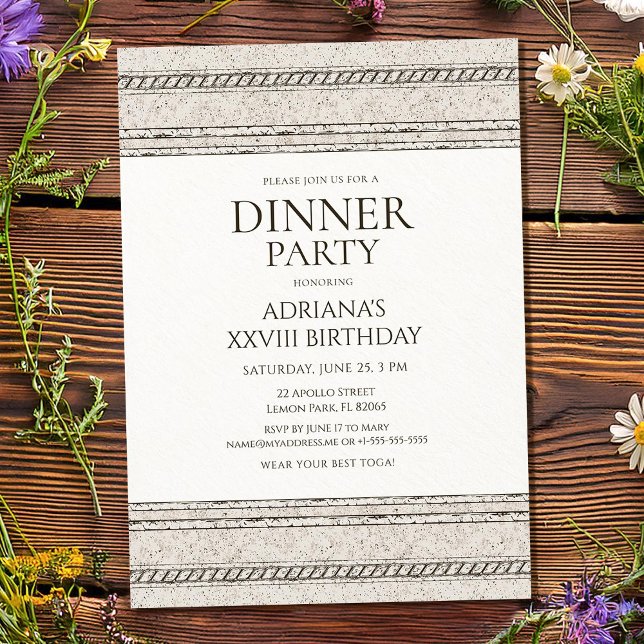 Convites Greek dinner party Invitation with stone elements (Criador carregado)