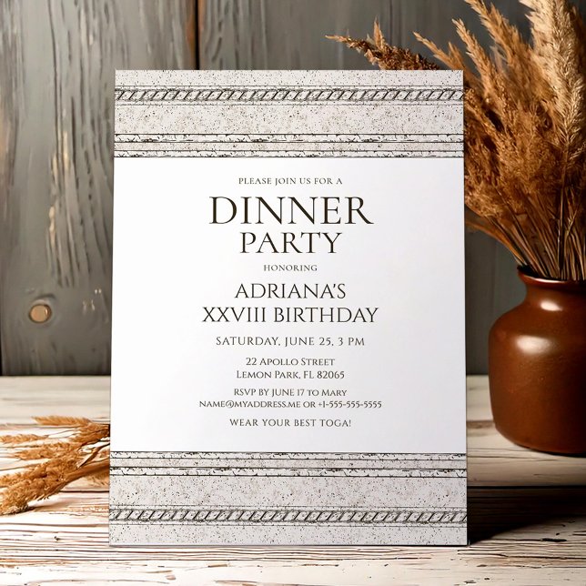 Convites Greek dinner party Invitation with stone elements (Criador carregado)
