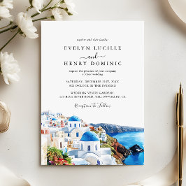 Convites Greek Island Santorini Watercolor Greece Wedding