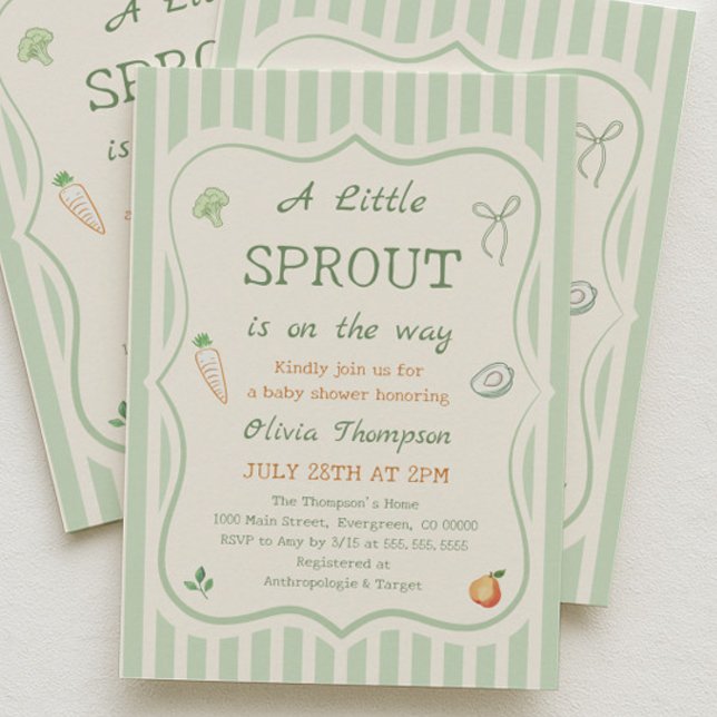 Convites Green A Little Sprout Baby Shower (Criador carregado)