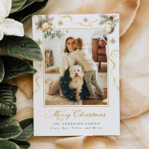 Green and Gold Christmas Photo Card