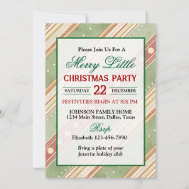 Convites Green and Red Stripped Border Christmas Party