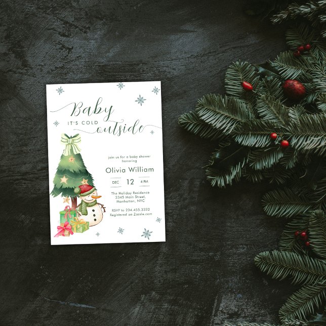 Convites Green Baby It's Cold Outside Snowman Baby Shower (Green Baby It's Cold Outside Snowman Baby Shower Invitation)